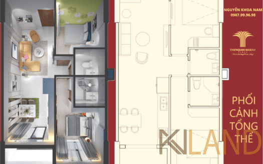 Cần để lại ” Căn Hộ ” 2 Phòng Ngủ 52m2 Chung Cư Thiên Quân Marina Plaza ( view hướng ra Trần Bạch Đằng )
